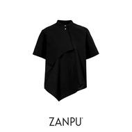 ZANPU SS26 Asymmetrical Layer Shirt เสื้อเชิ้ตแขนสั้น BL-9260303 (BLACK)