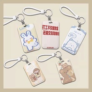 INS Korean Card Holder Cute Cartoon ID Cards Set Bus Card Sets Plastic Cover with Lanyard Must-Have For Commuting Cute Bear Mrt Card Holder Credit Id Bus Identification Access Control Car