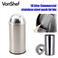 Vonshef 18L Commercial stainless steel push lid bin