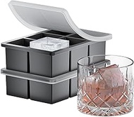 Large Ice Cube Tray for Whiskey 2 Pack, HANCELANT Big Silicone Square Ice Cube Mold with Removable L