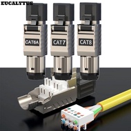 EUCALYTUSS RJ45 Metal Tool, 40G LAN Cable Crystal Head Panel RJ45 Cat8 Cat7 Cat6A Connectors, Ethern