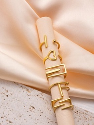 4/5 Pieces Fashion Simple Stainless Steel Gold Women's Ring Set Love Geometric Line Elements Suitabl