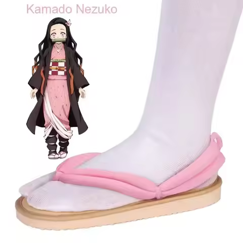 Hot Anime Cosplay Accessories Kamado Nezuko Cosplay Clogs Kimono Flip-flops Geta Slippers Shoes