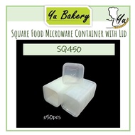 ±50pcs SQ450 Square Disposable Food Microware Container with Lid/SQ450 Empat Segi Bekas Makanan/四方餐盒