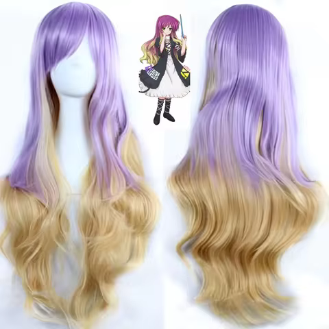 Touhou Project Hijiri Byakuren Cosplay Costume Hair Long Styled Mixed Color Halloween Party Wig
