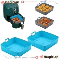 MAGICIAN Air Fryer Liners, 9" Large Size Reusable Baking Tray, Portable with Handle Silicone Heat-Re