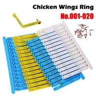 Chicken Wing Clip Plastic Number 001-020 With Pins Blue Yellow