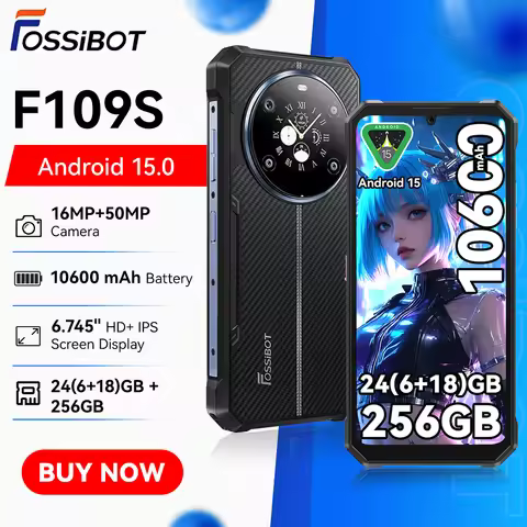 FOSSIBOT F109 S 10600mAh 18W Android 15 Rugged Smartphone 6GB RAM 256GB ROM 6.745"HD+ Display 50MP D