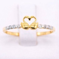 Happy Jewelry  แหวนเพชรของแท้ แหวนหงส์คู่ ประกบกันเป็นรูปหัวใจ ทองแท้ 9k 37.5% ME615
