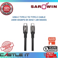 Sarowin USB-C Type-C to Type-C Cable 240W 40Gbps 8K 60Hz 1.2M S6640G