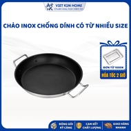 Viet Kim Premium Stainless Steel Pan with 2 Handles - Non-Stick, Induction Cooker, Durable, Convenie