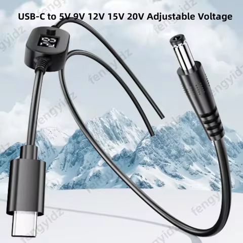65W 90W 1​40W Type C USB-C PD to DC 5.5X2.5mm Power Supply Cable Cord 5V 9V 12V 15V 20V 28V Ajustabl