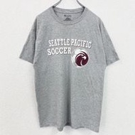古著 Champion 短袖圓領印花 T 卹，西雅圖足球隊，灰色，L 碼