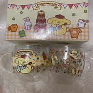 全新 只此一套兩隻 Sanrio 絕版 2021年 官方產品 布丁狗 布甸狗 Pompompurin 25周年 生日蛋糕 雙層 玻璃杯 glass 水杯  茶杯 果汁杯 （有少瑕疵)