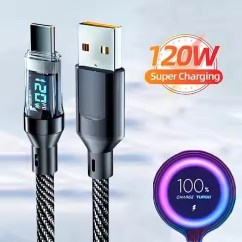 120W [Ultra-fast Super Charging Cable]120W LCD Watt Digital Display, Compatible for Samsung, Xiaomi,