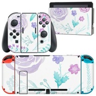 igsticker 任天堂Switch專用設計貼紙 - 適用於任天堂Switch主機底座、Joy-Con手柄保護套、配件貼膜  - 水彩紫色花朵