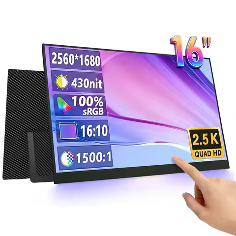 16" 2.5K QHD Portable Monitor10-Point Touchscreen IPS Display with 100% sRGB USB-C HDMI Travel Secon