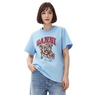 Ganni Street Wear American Heavy Loose Pure Cotton Summer Printed Top Short-Sleeved T-Shirt