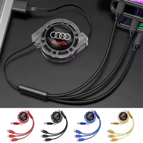 3 In 1 Fast Charger USB Data Cable Car Accessories For Audi Sline RS A3 A4 B8 8P 8V B6 A5 A6 C7 Q5 B