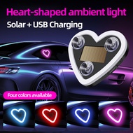 Car Solar-Powered Triangle Window Heart-Shaped Ambient Light Interior Neon Light Conversion USB Hear