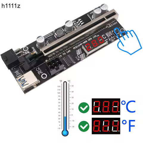 PCIE Riser 009S Plus Riser PCI E PCI Express X1 to X16 Dual 6Pin for Graphic Card GPU Bitcoin Miner 