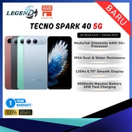 TECNO Spark 40 5G (8GB+256GB) Original Smartphone | 6000mAh Battery | 120Hz 6.75" Display | IP64