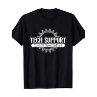 Tech Support Id10T Specialist Humorous T-Shirt - Casual Black Cotton Tee