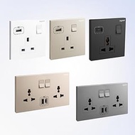 Legrand Galion Socket with USB - White Dark Silver Champagne Rose Gold Matt Black (2x13A Multi, Rose Gold)