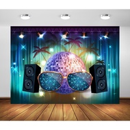7x5ft Fabric Disco Photography Backdrop Disco Ball Boombox Dance Stage Spotlights Music Background 7