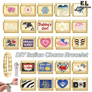 Gold Bottom Rich Guys Italian Charm Bracelet Fit 9mm Stainless Steel Bracelet DIY Jewelry Making Acc