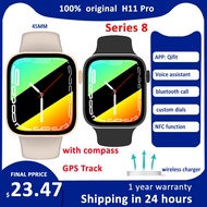 ZZOOI Original H11 Pro Smart Watch Men Strap Lock Series 8 NFC Wireless Charging Bluetooth Call GPS Men Women Smartwatch With Compass