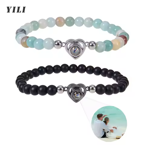 Custom Photo Bracelet with Picture Inside Personalized Photo Projection Bracelet Heart Picture Natur