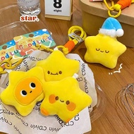 Cute Sparkling Expression Star Keychain Creative Yellow Star Keyrings Couple Hanging Bag Pendant Bir