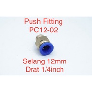 Pc12-02 Pneumatic Coupler Fitting Straight Hose 12mm Drat 1/4inch Connector Slip Lock Push Tube Brass Connector Male Thread Straight | 2.048.0010 | Pc12-02