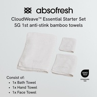 absofresh CloudWeave Essential Starter Set (1x Bath + 1x Hand + 1x Face Towel) | Anti-Stink Bamboo