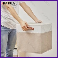 Linen Fabric Storage Basket 22/27/36L Foldable Storage Box Drawer Organizer with Handle