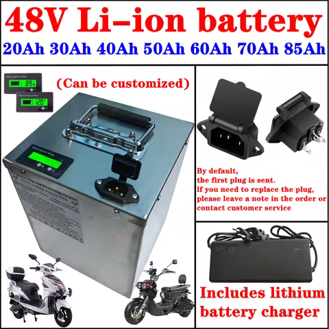 48V 20Ah 30Ah 40Ah 50Ah 60Ah 70Ah 85Ah Lithium Ion Battery For 800W 1000W 1500W 2KW Two wheeler