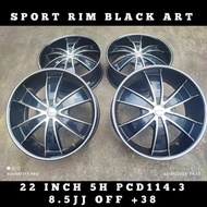 BLACK ART  Sport Rim 22 INCH 5H PCD114.3 8.5JJ OFFSET +38/Used Japan Sport Rim/Second Sport Rim/Whee