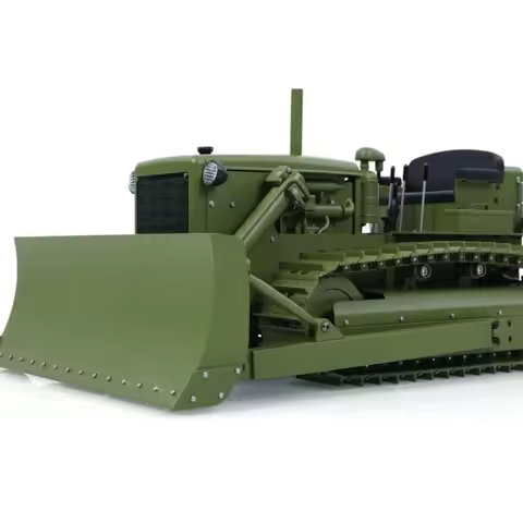 Metal 1/14 Remote Control Hydraulic Bulldozer D7 RC Dozer Model Construction Vehicle Light Sound Sys
