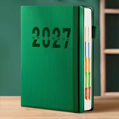 Hardcover Planner Notebook for Office Students 2027 Daily Schedule Bilingual English Spanish Journal