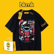 Bkmk ใหม่ เสื้อยืดแขนสั้น ผ้าฝ้าย ทรงหลวม เทรนด์แฟชั่น ฤดูร้อน สําหรับผู้ชาย