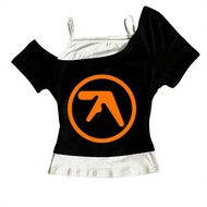 Aphex Twin crop top cute Aesthetic gothic  shoujo girl style summer babydoll girls clothes
