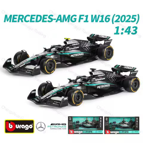 Bburago 1:43 2025 W16 E Performance F1 Formula Car Die Cast Vehicles Collectible Model Racing Toys