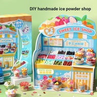 Mr.Toy DIY Mini Hand-Made Ice Powder Shop Material Food Toy Shop Girl Simulation Play House Toy Gift