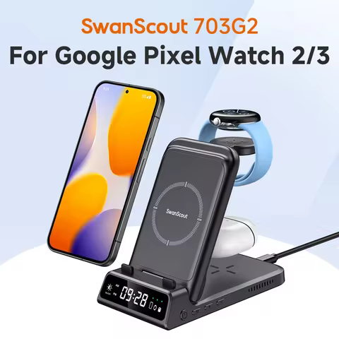SwanScout 703G2 Wireless Charger For Google Pixel 9 Pro XL 8a 7 for Pixel Watch 3 2 for Fitbit Versa