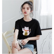 3D cat embroidered t-shirt with thick elastic, medium form