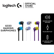 Logitech G333 Dual-Driver Gaming Earphones with Mic/Volume Remote (3.5mm & USB-C)