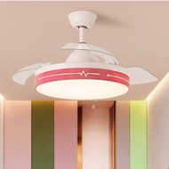 現代吸頂電風扇吊燈（粉色款-42吋變光雙控）#