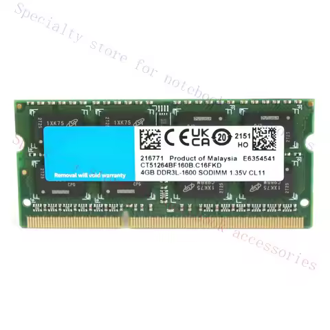 A+ for Crucial 4GB 1600MHz DDR3L PC3L-12800 2RX8 Laptop Memory CT51264BF160B