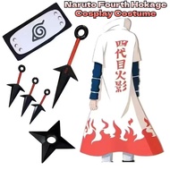 Naruto Fourth Hokage Minato Namikaze Cosplay Costume Set (Including Cloak, Forehead Protector, Shuri